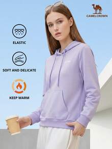 CAMEL CROWN sweat-shirt à capuche casual unicolore pour femmes, Top à manches longues chaud pour le sport, l'hiver - violet givré - Voir 1