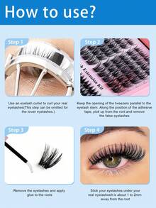 120 sợi mi giả, độ cong D 9-16mm, độ dài hỗn hợp, tự nối mi, mi giả dạng chùm mềm mại, mi giả dạng chùm tự nhiên, mi giả dày và tự nhiên, mi giả lông chồn dạng chùm. - D - Xem 9