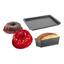 TendenciaSet 3 Moldes Panque Charola Rosca Pan Antiadherente CocinaCalidad premium - Gris - Ver 1
