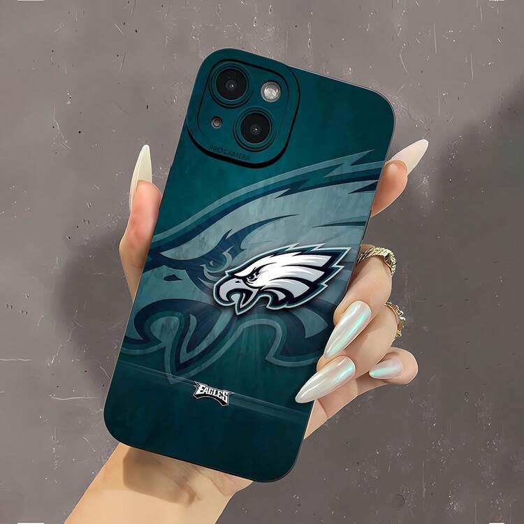 Funda de teléfono con espejo y temática de las Águilas. Compatible con  17,  16 Pro Max,  15 Pro Max,  13 y  12. Fabricada en TPU resistente para una protección óptima contra golpes y caídas. Perfecta para aficionados al deporte o como regalo para familiares, amigos y seres queridos en días festivos, cumpleaños u ocasiones especiales. Funciona como espejo y combina estilo y funcionalidad. - Negro - Añade 2