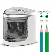 Electric Pencil Sharpener, Dual Hole Semi-Automatic Pencil Sharpener, Heavy Duty Dual Hole Pencil Sharpener