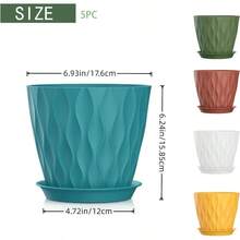 Inch Plant Pots 5 Pack, Flower Planters With Drainage Holes And Trays, Plastic Pots Indoor Outdoor Plants, White - 彩色 + 7吋 5件裝 - 查看 2