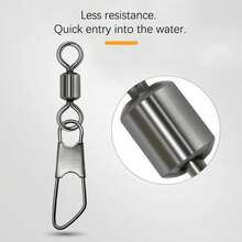 DNDYUJU piezas Conector deñuelo de pesca de acero inoxidable tipo A, rodamientos de pesca, giratorios, accesorios de pesca de carpa - 100 piezas tamaño 10 - Ver 4