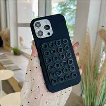 Anteel 硅胶吸盘手机壳支架，硅胶粘性手机配件，适用于智能手机，免提镜面淋浴手机支架，方便自拍、录像（粉色），兼容 、安卓手机，生日礼物，送给家人、朋友的礼物，浴室手机支架，手机配件，粘性支架 - 黑色 - 查看 1