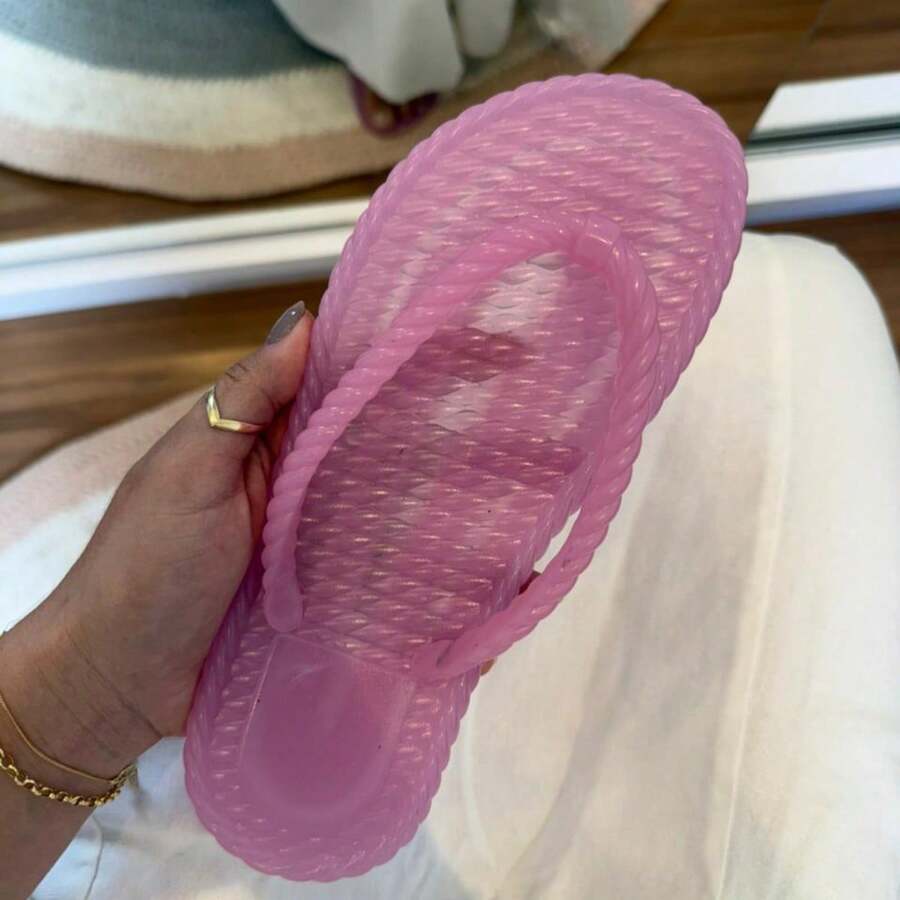 Chinelo de dedo transparente Feminino jelly Nuvem Confortável lançamento verão praia lançamento