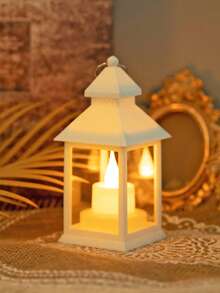 1pc Vintage Handheld LED Lantern Light (With Battery), Indoor Tabletop Decor LED Lantern, Ramadan Eid Al-Fitr Eid Al-Adha Decor Lantern, Wedding Party Holiday Camping Decor LED Lantern, Bedroom Decor Tabletop Night Light - Yellow - View 13