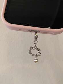 Sanrio Diamond-Studded KT Kitten Charging Port Dust Cover For IPhone Type C Mobile Phone Universal Cute And Cool Bell Pendant Mobile Phone Charging Port Dust Cover Mobile Phone Charging Port Decoration