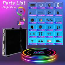 Fotomatón 360 con anillo de luz RGB, logotipo gratuito, control mediante app, fotomatón giratorio automático de 360 grados con estuche de transporte - 80cm/31.5inch - Ver 5