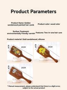NEFOUME 25x8cm Peine de cojín de aire con estampado de sándalo natural, material de madera + cojín de aire de silicona 2 en 1 para el cuidado del cabello, experiencia de masaje con cojín de aire elástico a nivel de spa, peine de dientes redondos que se desliza suavemente sin dañar el cuero cabelludo, patrones florales/de ginkgo tallados disponibles, artículo esencial de alta gama para el cuidado del cabello como regalo o uso personal - Multicolor - Ver 11