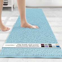 MAYSHINE Plush Shaggy Chenille Bath Mat | Extra Soft, Super Absorbent, Non-Slip Bathroom Rug | Fluffy Microfiber, Area Rug Sets For Bathroom Floor, Kitchen, Living Room | 71"X31" | Spa Blue - MàuL - Xem 1