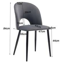 Dining Chair (2 Pcs), Upholstered Designer Chair With Backrest, Velvet Seat, Metal Frame, Adjustable Feet, Diamond Pattern On The Back, Grey - 灰色 - 查看 5