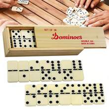 28 Piece Traditional Dominoes Set Double-Six Wooden Box Case Family Game - Camel - View 1