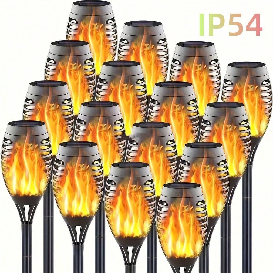 Outdoor Solar Flashlight, Apzzloxh Semi-Recessed LED Path Lighting, Low-Voltage Auto Switch Control, Detachable Lawn Lights And Landscape Lighting, Solar Flame Effect Garden Flashlight, Plastic Lampshade, Rechargeable Ni-MH Battery - Multi-Pack