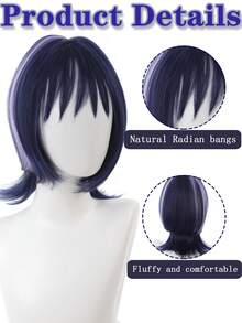 14英寸男士假发，动漫角色，散兵游侠cosplay，合成纤维，柔软蓬松发质，带卷曲尾巴，适合派对和节日cosplay。 - 彩色 - 查看 3