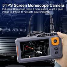 Triple Lens 5" IPS Borescope Inspection Camera, Ginocaco 1080P Digital Video Endoscope With Light, Waterproof Scope Camera With 16.5FT Semi-Rigid Cable, Drain Pipe Tool, Carrying Case, 32G Card - 16.4FT Dual Lens Light - View 6