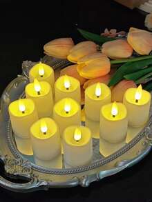 12-Piece Warm-Light Flameless LED Decorative Tea Candle, Battery Powered (Batteries Included), Comes With Remote Control, 3D Simulated Light Wick, Suitable For Valentine's Day, Proposals, Dining Tables, Weddings, Home Decor, And Holiday Decorations. - ánh sáng trắng ấm áp - Xem 4