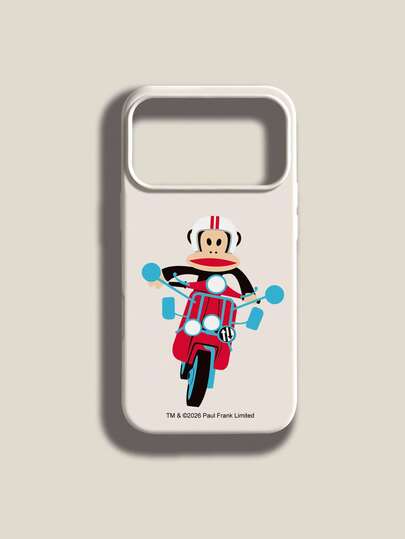  Paul Frank Licensed Silicone Phone Case, Full Body Protective With Camera Cover, Monkey Riding Motorcycle Pattern, New Design Compatible With IPhone 13/14/15/16/17 Pro Max