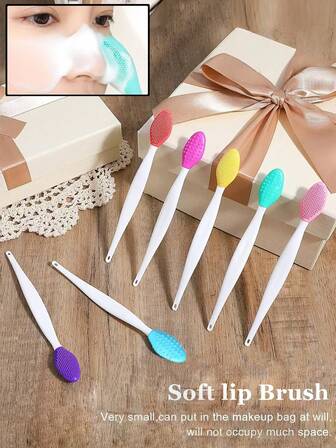 5 Stücke Silikon Mitesser Bürste, neuer Dopamin Doppelendiger Gesichtsmaske Stab, Gesichts Mitesser Massage Bürste, Peeling Reinigungsbürste aus Silikon mit separatem weichem Schaber, kompakt und edel für Zuhause, Reisen, geeignet für alle, tolles Geschenk für Familie und Freunde