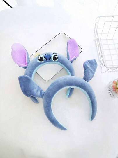 迪士尼风格发箍，配有可爱别针和莉萝发箍，可水洗，适合SPA化妆，可爱防滑发饰。由于拍摄光线原因，可能存在轻微色差（部分色差为随机）。1对耳钉别针，适用于节日派对装饰、圣诞节装饰、圣诞派对礼物、新奇小物、头饰、日常派对用品。