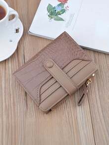 Wavhen 女士鳄鱼纹压花短款钱包 时尚零钱包 多功能大容量拉链卡包 女士钱包 迷你钱包 小钱包 可爱钱包 旅行必备证件夹 身份证夹 - 彩色 - 查看 8