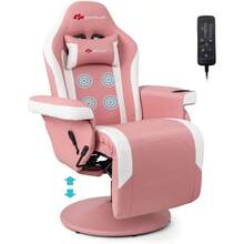 ccPOWERSTONE - Silla reclinable ajustable para juegos de masaje con soporte para tazas reposapiés sofá sala de estar sala de cine en casa con bolsa lateral color rosann - Rosado - Ver 1