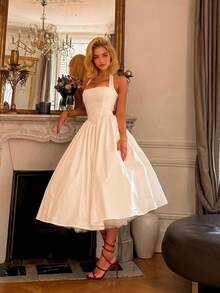 Elegant Romantic Charm Casual Date Wedding Long Summer Dress For Women, White Dress - White - View 4