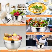 TAIMASI Mixing Bowls With Airtight Lids Set, 26PCS Stainless Steel Khaki Bowls With Grater Attachments, Non-Slip Bottoms & Kitchen Gadgets Set, Size 4.5, 3.6, 2.7, 2.1,1.7, 1.1QT, Great For Mixing & Serving - 黑色 - 查看 2