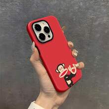 Estuche para teléfono con espejo Monkey Love Gesture compatible con  17,  16 Pro Max,  15 Pro Max,  13 y  12 hecho de TPU para una excelente protección contra golpes y caídas. También funciona como un espejo divertido, perfecto para regalos para familiares, amigos, parejas románticas y ocasiones especiales como cumpleaños y días festivos. - Blanco - Ver 1