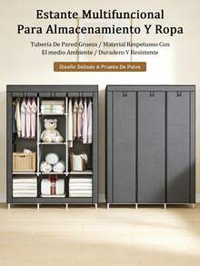 Closet Armable Ropero Rack Guardaropa Recamara Organización, Bonito, Práctico Y Resistente. Armario Plegable Organizador de Ropa,navidad - Gris - Ver 2
