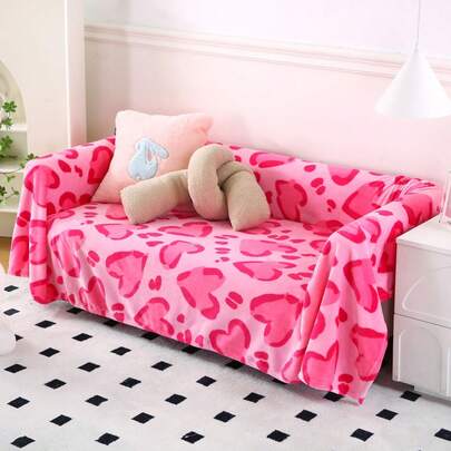 1pc Flannel Minimalist Printed Blanket, Women's Outdoor Blanket, Air Conditioning Blanket, Office Small Blanket