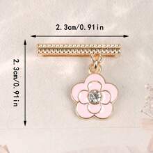 1pc Metal Camellia Flower Pendant Decoration, Cute Silicone Watch Band Accessory, Suitable For Apple Watch Band 38mm 40mm 41mm 42mm 44mm 45mm 46mm 49mm - Pink - View 6