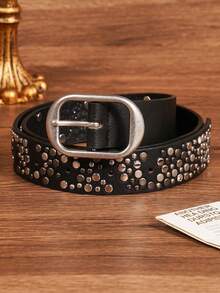 2pcs/1pc Women's Street Punk Style Rivet Decor Asymmetric Metal PU Belt, Suitable For Party, Travel, Fashion Summer, Autumn Campus, Valentine's Day - Multicolor - View 13
