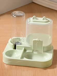 2-In-1 Cat & Dog Water Dispenser (With Built-In Food Bowl) - No Battery Required, Modern White Design, Easy To Clean And Refill, Pet Drinking Solution, Pet Feeder, Elegant Pet Accessory, Sturdy Construction