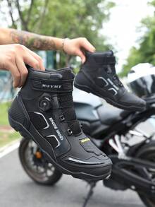 Motorcycle Shoes, Off-Road Motorcycle & Street Bike Gear, Racing Boots, Suede Leather Off-Road Motorcycle Boots, Professional Men's Motorcycle Boots - Black - View 5
