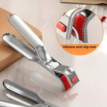 1个不锈钢耐热夹，厨房碗夹，蒸笼夹，耐热烹饪工具，用于夹取盘子，防滑高温烤箱夹，电磁炉碗夹，轻便易用 - 銀色 - 查看 9