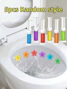 1 Set Toilet Flushing Gel Stamp Kit, Multi-Color & Fragrance Toilet Flower Cleaning Gel, Floral Shaped Fragrant Deodorizing Gel, 2-In-1 Toilet & Bathroom Cleaner And Air Freshener, Household Odor Eliminator - Blue - View 15