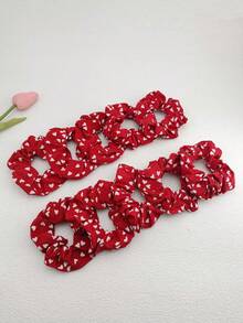 1/2/5/10pcs Elegant Heart-Shaped Polyester Hair Ties, Suitable For Valentine's Day Wear ,Scrunchy Hair Ties - Multicolor - View 6