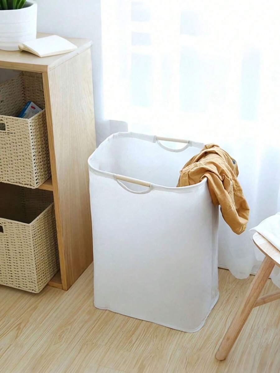 1个可折叠布艺洗衣篮，便携式脏衣篮，适用于卧室、浴室和洗衣房收纳，简约设计，带木柄，大容量收纳篮，可存放玩具、娃娃、床单和家居用品，可折叠，节省空间，是家居整理和收纳的理想选择，非常适合托儿所、宿舍和公寓居住空间。 - 米色 - 查看 1
