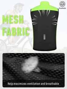 LEOPATRIX Men's Cycling Vest Sports Vest Full Zip Bike Tank Top Reflective Sleeveless Cycling Jacket - Yellow - View 3