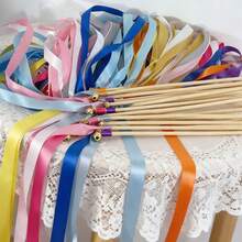 10/20/50pcs White Ribbon Magic Wands, Fairy Wands With Lace, Bells, Suitable For Wedding, Party, Celebration