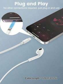 FCV 1Pack Compatible With Apple EarPods Headphones With Lightning Connector, MFi Certified Wired Ear Buds For IPhone With Built-In Remote To Control Music, Phone Calls, And Volume Compatible With IPhone 14/13/12/11/XR/XS/X/8/7/SE/Pro/Pro Max - trắng - Xem 4