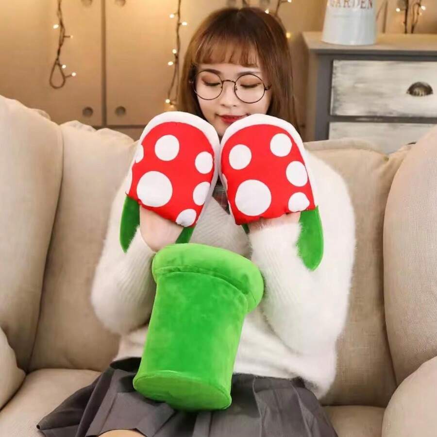 Pantuflas de planta carnívora, hermosas pantuflas, incluyen su tubo para guardarlas en cualquier momento, super suavecitas y son unitalla hasta talla 7 - Verde - Ver 1