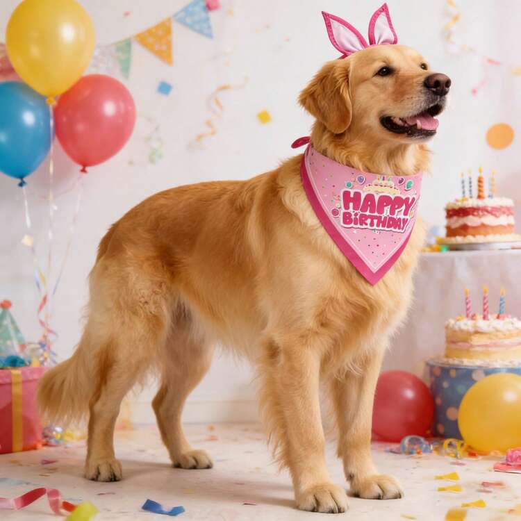 Letter Graphic Pet Birthday Bandana
