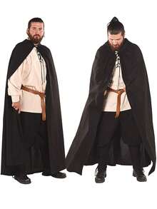 赛博朋克中国风万圣节角色扮演斗篷：多场景造型（寒冷天气/角色扮演/休闲），秋冬季必备角色扮演单品，黑色斗篷，可搭配各种服装 - 黑色 - 查看 10