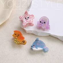 Cute Ocean Series Acetate Hair Clips Conch Octopus Seahorse Whale Sweet Bangs Clips Side Clips Small Hair Claw - Dolphin - View 4