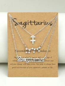 3 pièces/set Collier à la mode 12 à pendentif constellation pour femme pour décoration quotidienne - Argent - Voir 20