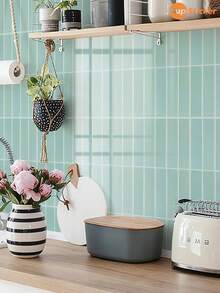 SUPSTICKER 9.05x11.41英寸，简约几何图案仿瓷砖墙贴，12片PVC自粘墙贴，易撕易贴，防水、防油、防污且易于清洁，适用于厨房、浴室、盥洗台防溅板、家具表面和家居装饰。 - 彩色 - 查看 12