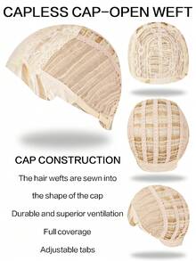 18 Inch Fashionable Light Golden Synthetic Wig, Medium Length Curly Wig Suitable For Women's Daily Wear, Rose Net High Temperature Fiber, High Density Basic Women Wig - Gold - View 10