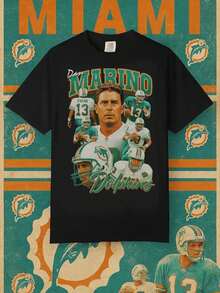 Dan Marino Bootleg Tee _ Vintage 90s Style Miami Football Shirt _ Retro Dolphins Graphic - màu đen - Xem 1