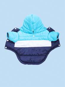 HOLAPET 1pc Pet Hooded Jacket, Warm & Comfortable Clothes For Cats & Small Dogs, Outdoor Windproof Colorblock Coat, Suitable For Medium & Small Breeds - Multicolor - View 3